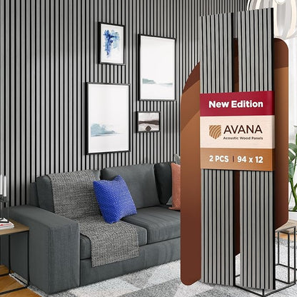 Avana Acoustic Wood Wall Panels – 94.4 x 12.6 Inch Gray Oak Acoustic Panels 2 by AvanaHome
