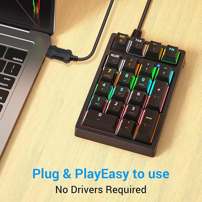 Number Pad, Mechanical USB Wired Numeric Keypad - Image 5
