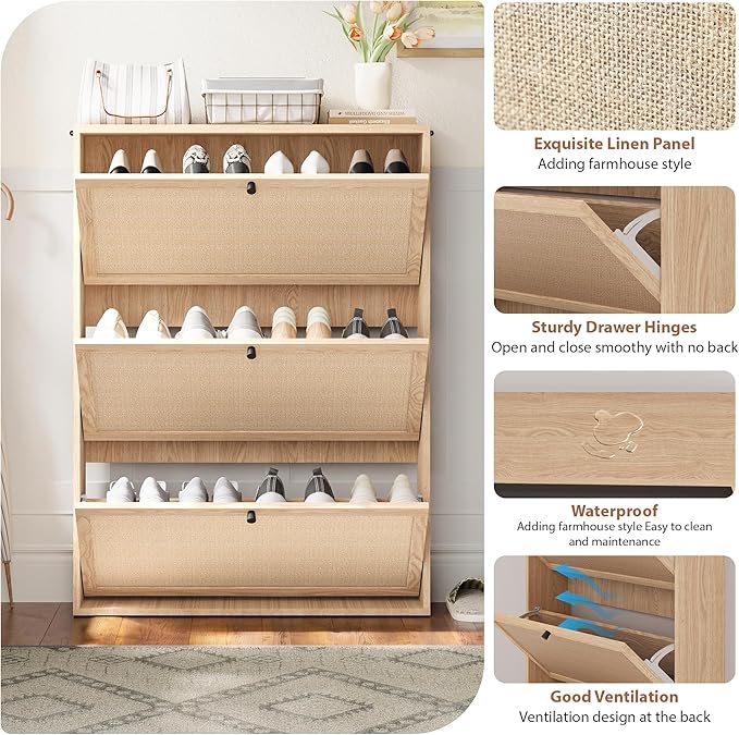 AVZEAR Narrow Shoe Storage Cabinet - Image 3