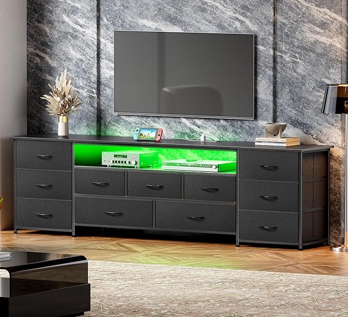 Huuger 78.7 Inch TV Stand for 75, 80 Inch TV, 11 Drawer Long Dresser - Image 4