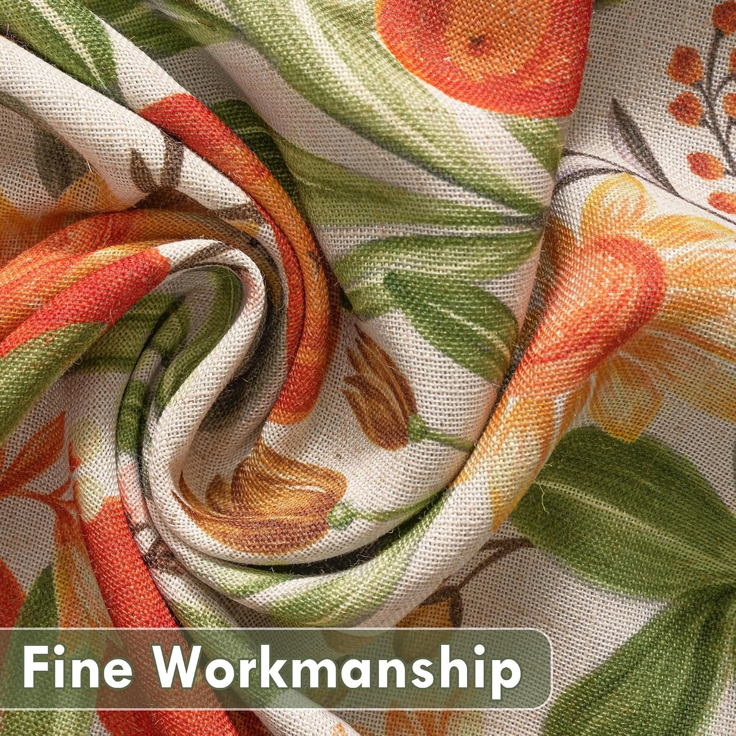 DriftAway Orange Harvest Double Layer Linen Blackout Tie Up Curtains Thermal Insulated Lined Balloon Roman Shade for Bathroom Cafe Autumn Fall Printed Vintage 25 Inch by 47 Inch Orange Coral Gold