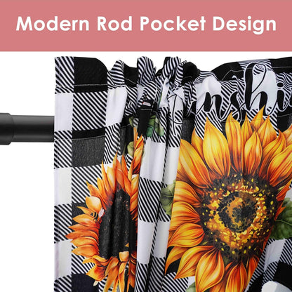 3 Piece Sunflower Kitchen Curtains and Valances Set for Windows Sunflower Art Kitchen Window Curtains Over Sink Decor 27.5x36 in