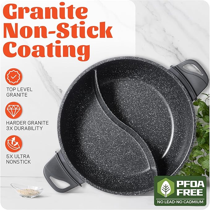 TWIN™ Electric Hot Pot with Divider | EvenHeat Cast Aluminum Non-Stick Pot - Image 4
