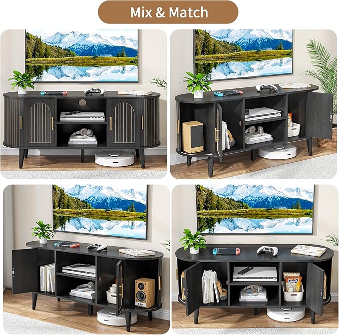 51" Fluted TV Stand, Mid-Century Modern Entertainment Center - Image 7