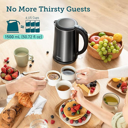Cosori Electric Kettle, No Plastic Inner Lid, Filter & Spout, Stainless Steel - Image 5