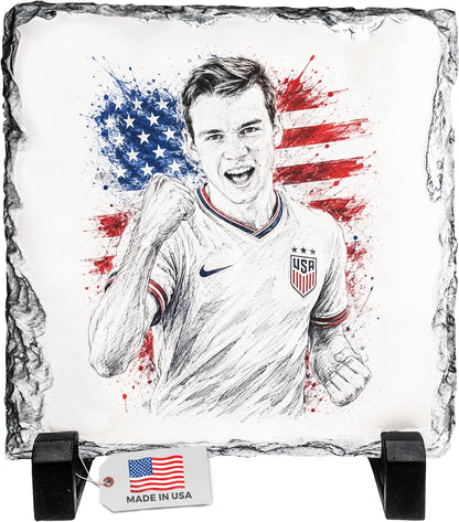 Personalized Soccer Sketch Rock Slate Plaque – Custom Photo to Sketch Soccer Gifts Custom Kids Adult Soccer Ball Gifts for Boys Men Women Birthday Gift Football Square Stone Frame