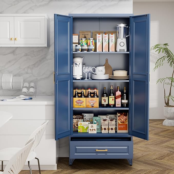 75" Tall Metal Storage Cabinet, Kitchen Pantry Storage Cabinets - Image 7