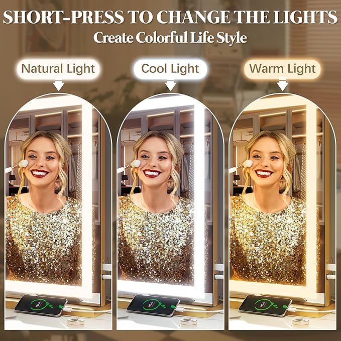 FENNIO Vanity Mirror with Lights 32"x22", Lighted Makeup Mirror, Large Vanity - Image 2