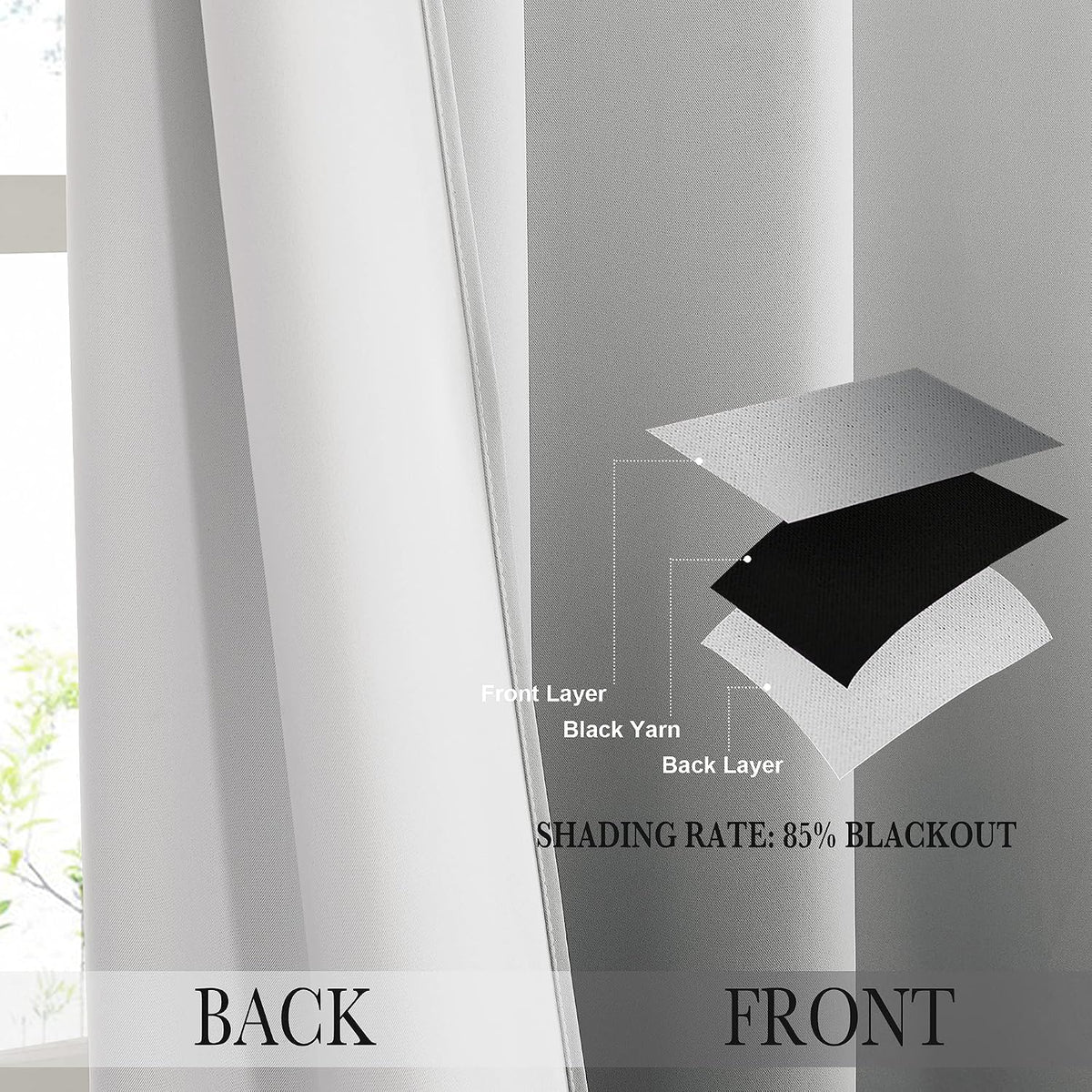 NICETOWN White & Grey Room Darkening Curtains 84 inch Long, Grommet Gradient Curtains Easy-Matching Window Treatments for Boys Bedroom/Kids Room, W52, Set of 2