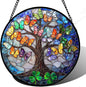DASTOLL Stained Glass Window Hanging, Butterfly Tree Clover Sun Catchers Glass by DASTOLL