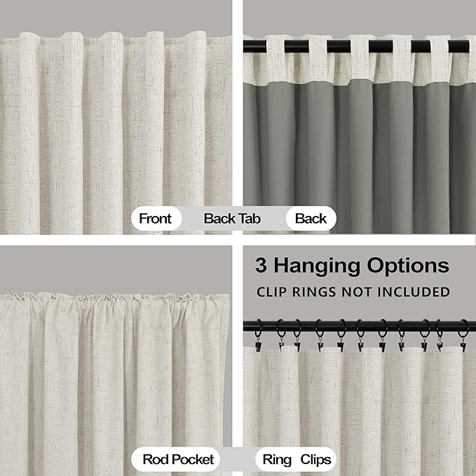 KOUFALL 102 Inch Long Pleated Blackout Curtain Drapes - Image 5