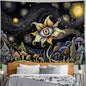 Yeoiat Tapestry Cosmic Flower Tapestries Mushroom Landscape Wall Hanging Starry Night Visionary Botanical Art Decor Bedroom Dormitory 48"x36"
