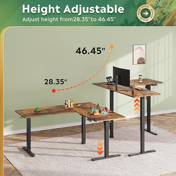 DEVAISE L Shaped Standing Desk Adjustable Height, Dual Motor Electric Corner - Image 4