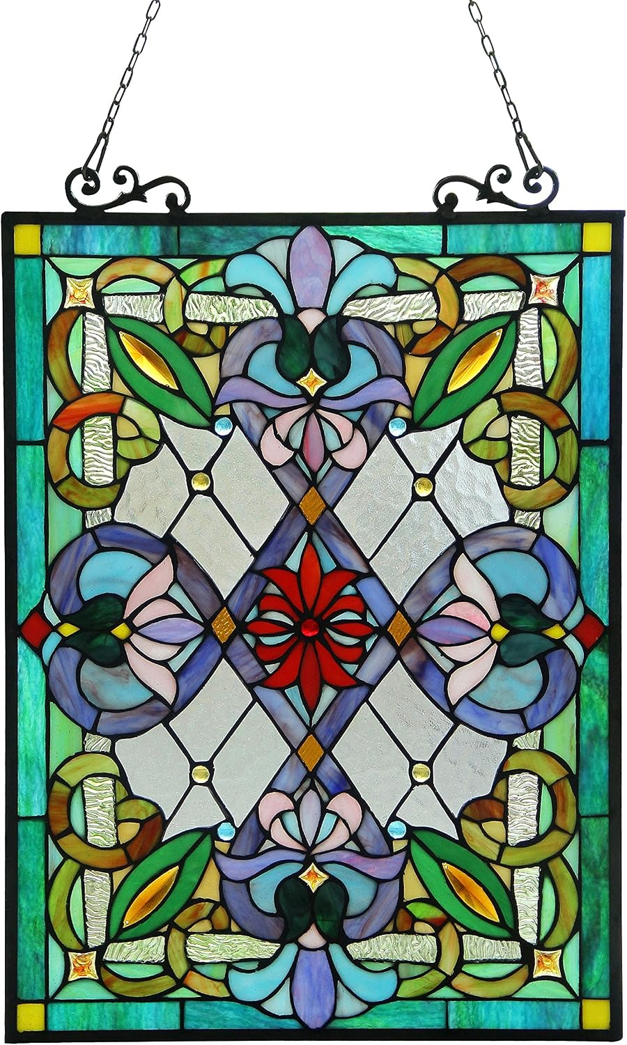 Chloe Izzy Tiffany-Glass Victorian Window Panel 18x25.5