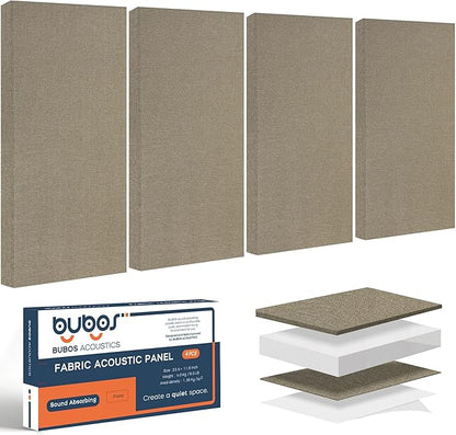 BUBOS 4 PCS Fabric Acoustic Panels, 23.6''x11.8''x2'' Sound Proof Panels by BUBOS