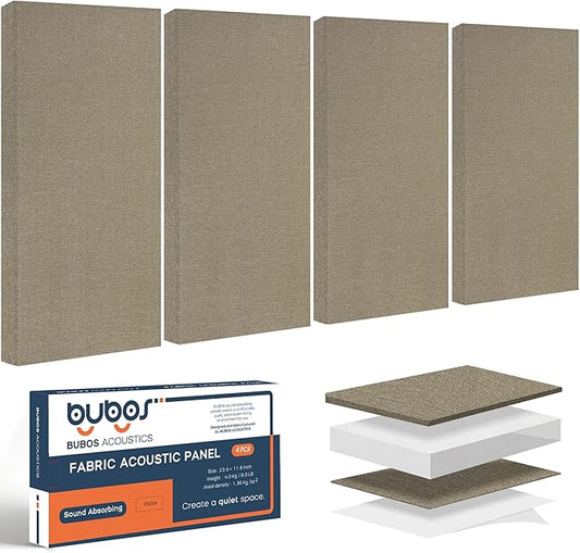 BUBOS 4 PCS Fabric Acoustic Panels, 23.6''x11.8''x2'' Sound Proof Panels by BUBOS