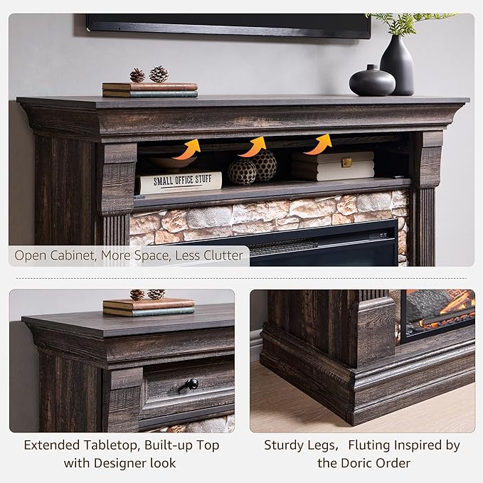 OKD 52" Farmhouse Electric Fireplace TV Stand - Image 3