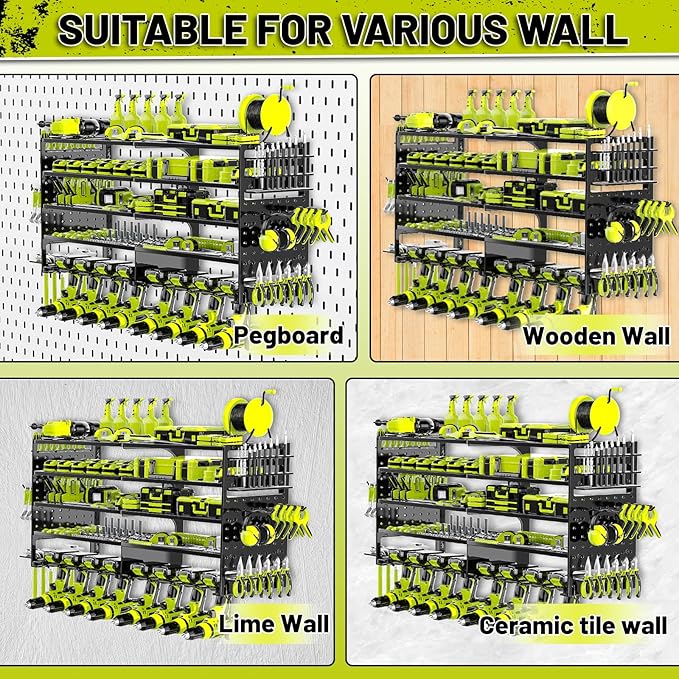 5 Layers Power Tool Organizer Wall Mount, Metal Cordless Tool Hanger Storage - Image 7
