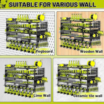 5 Layers Power Tool Organizer Wall Mount, Metal Cordless Tool Hanger Storage - Image 7