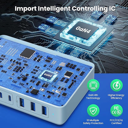 USB C Charger 300W USB C Charger Block, 8-Ports GaN IV Fast Charging Station Hub - Image 4