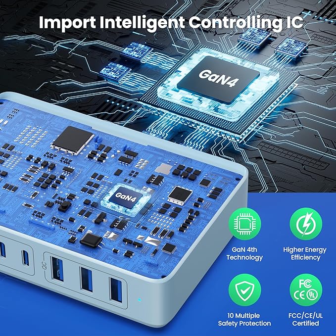 USB C Charger 300W USB C Charger Block, 8-Ports GaN IV Fast Charging Station Hub - Image 6