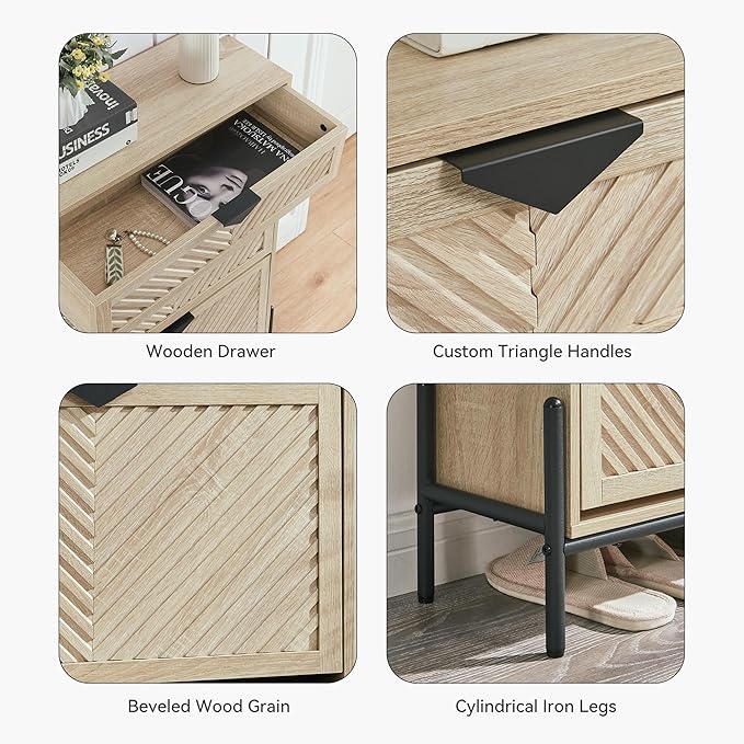 Shoe Cabinet Storage with 2 Flip Drawers, Narrow Hidden Shoes Cabinet Organizer - Image 5