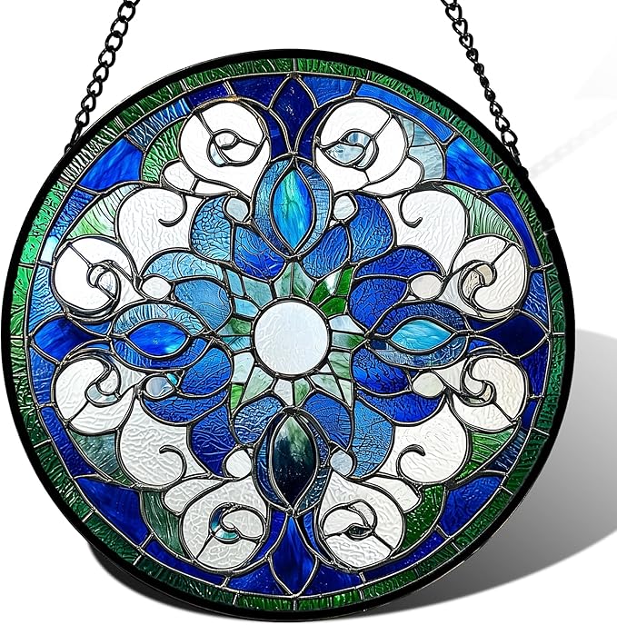 DASTOLL Stained Glass Window Hanging, Boho Style Sun Catchers Diamond Glass by DASTOLL