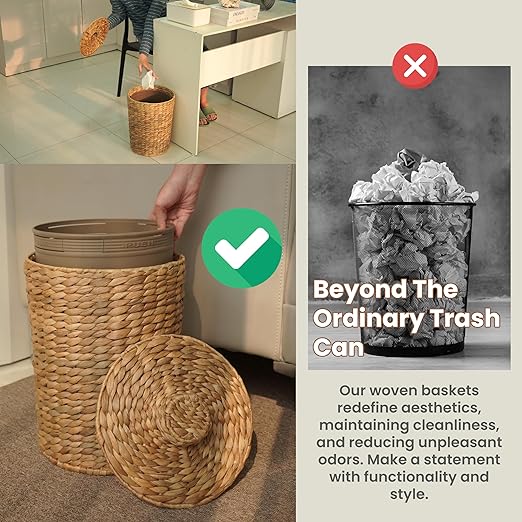 4 Gallons Wicker Waste Basket - Image 6