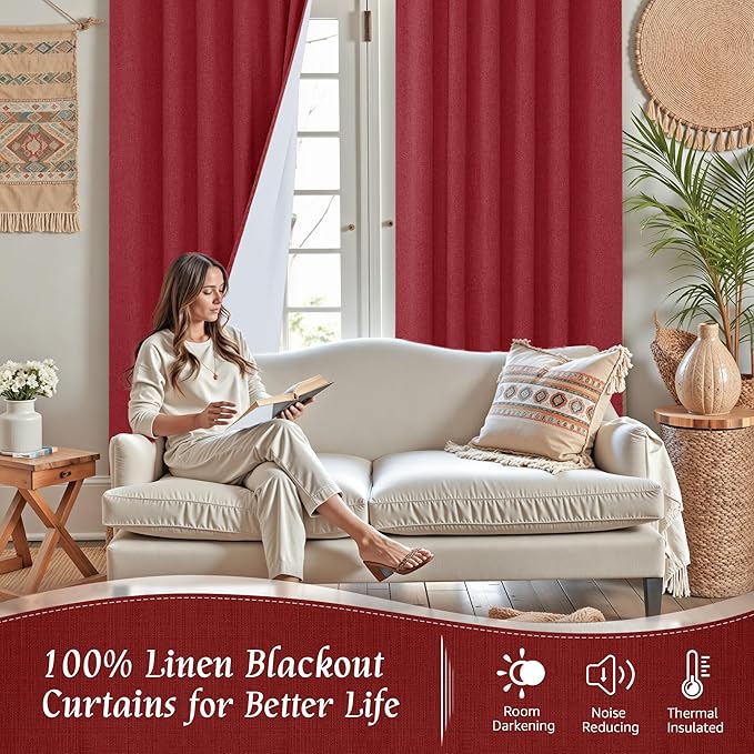 LAMIT Linen Full Blackout Window Curtains - Image 2