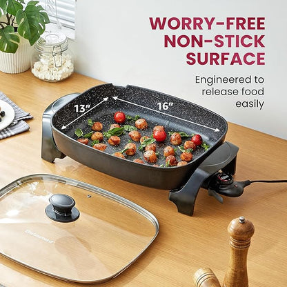 Elite Gourmet EG6203 Extra Deep 16"x13"x3.2" Scratch Resistant, Easy Pour Spout - Image 2