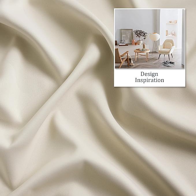 DUALIFE Cream Beige Curtains 108 Inch Length Blackout Window Drapes - Image 4