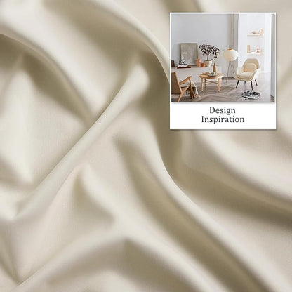 DUALIFE Cream Beige Curtains 108 Inch Length Blackout Window Drapes - Image 4