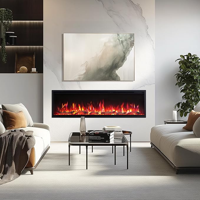 PuraFlame Herman 60 Inch Smart Linear Electric Fireplace - Image 6