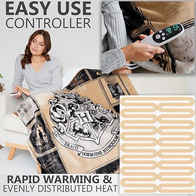 Harry Potter Gifts Heated Blanket Electric, Luxurious Soft Fleece Throw - Image 3