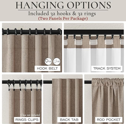 Dark Flax Black Out 92 Inch Long Boho Curtains 2 Panel Set, Farmhouse Curtain - Image 4
