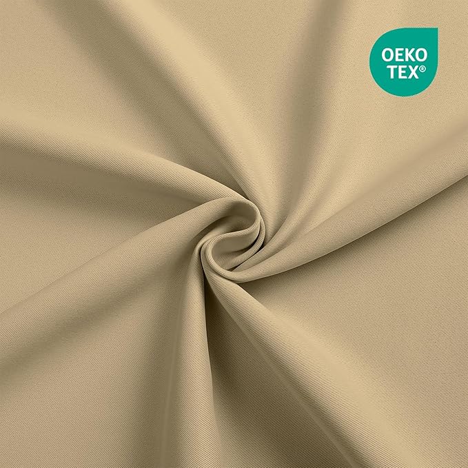 CUCRAF Beige Blackout Curtains 84 Inches Long, Thermal Insulated Noise Reducing - Image 4