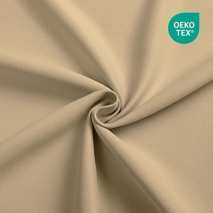 CUCRAF Beige Blackout Curtains 84 Inches Long, Thermal Insulated Noise Reducing - Image 4