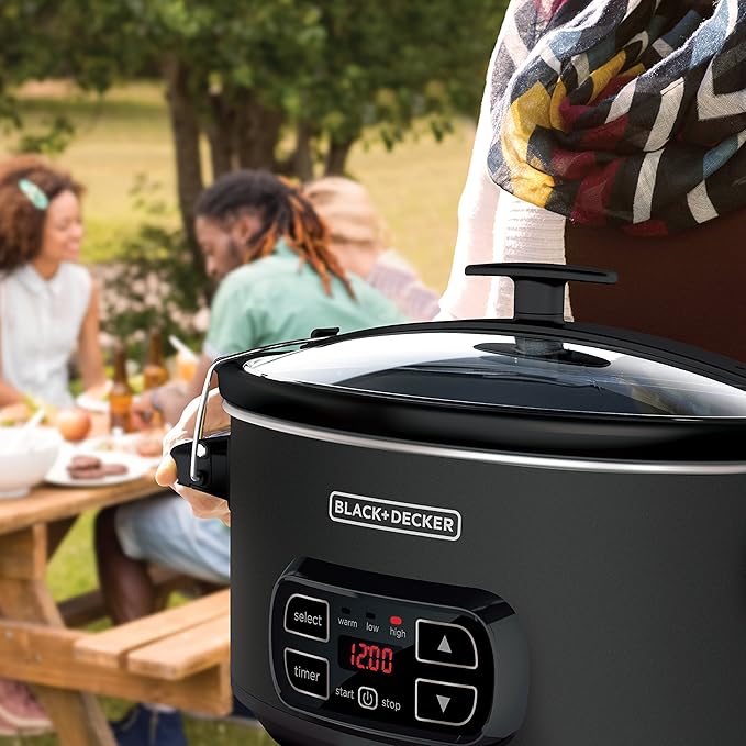 BLACK+DECKER 7-Quart Slow Cooker, Chalkboard Exterior, Locking Lid, 3 Heat - Image 6