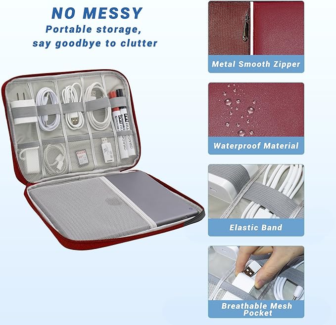 Electronics Organizer, Travel Cord Organizer Pouch, Portable Cable Organizer - Image 2