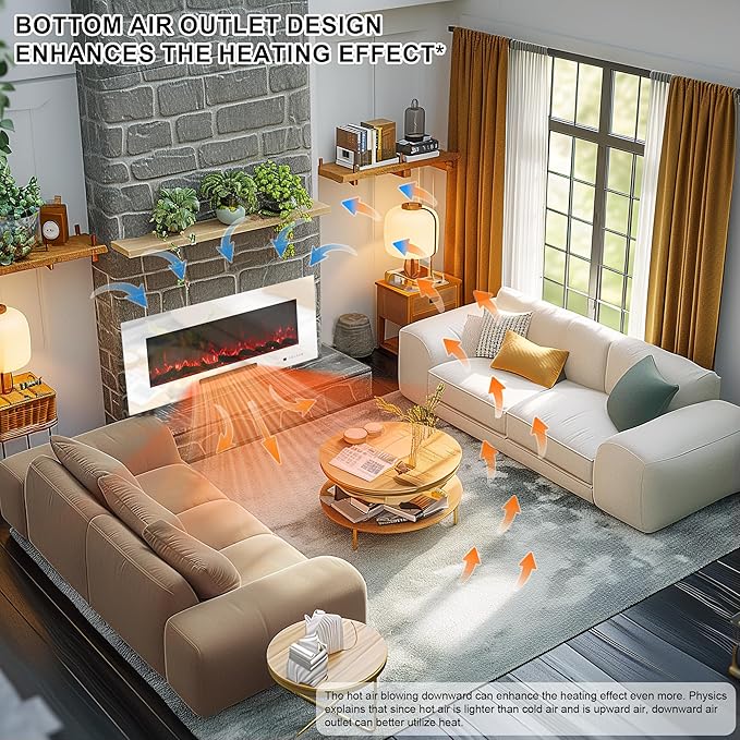 50" Electric Fireplace, Recessed & Wall Mounted Fireplace Heater 13 * 13 Colors - Image 2