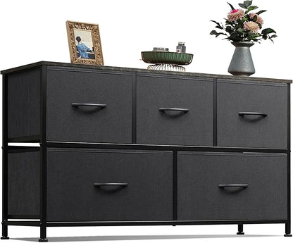 WLIVE Dresser for Bedroom with 5 Drawers, Wide Chest of Drawers, Fabric Dresser by WLIVE