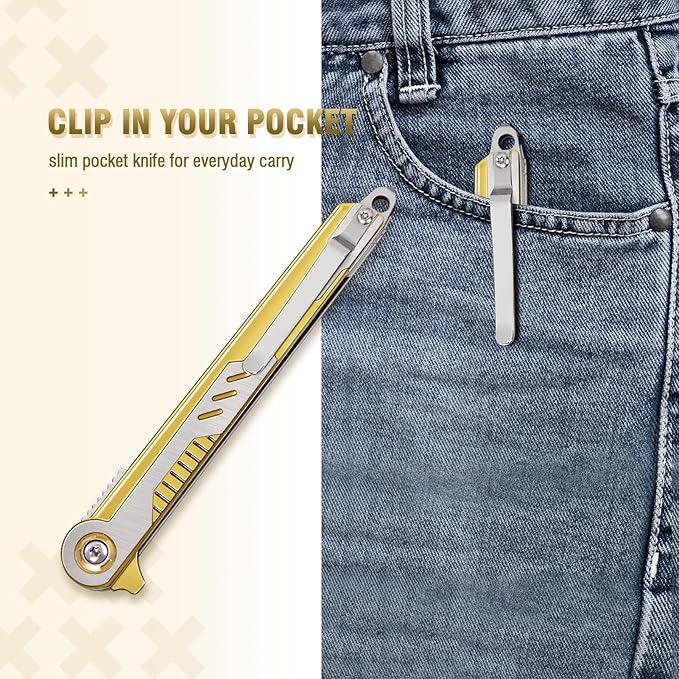 Cool Pocket Knife Gifts for Men, EDC Tanto Blade Folding Knives - Image 5