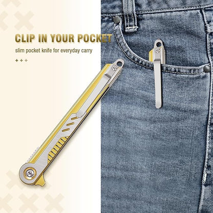Cool Pocket Knife Gifts for Men, EDC Tanto Blade Folding Knives - Image 5