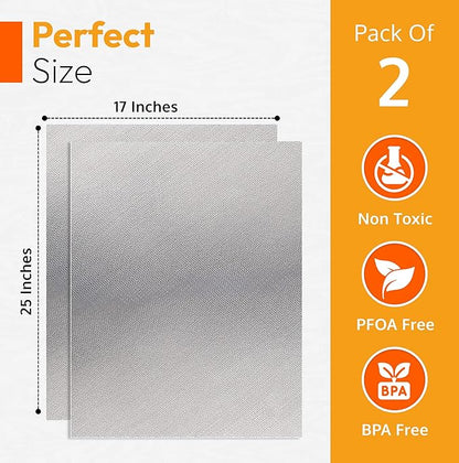 Silver 2 Pack Large Thick Heavy Duty Non Stick Teflon Oven Liners Mat, - Image 3