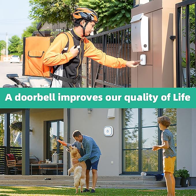 Wireless Doorbell with 2 Receivers IP66 Waterproof 1000ft Range Door Bell - Image 5