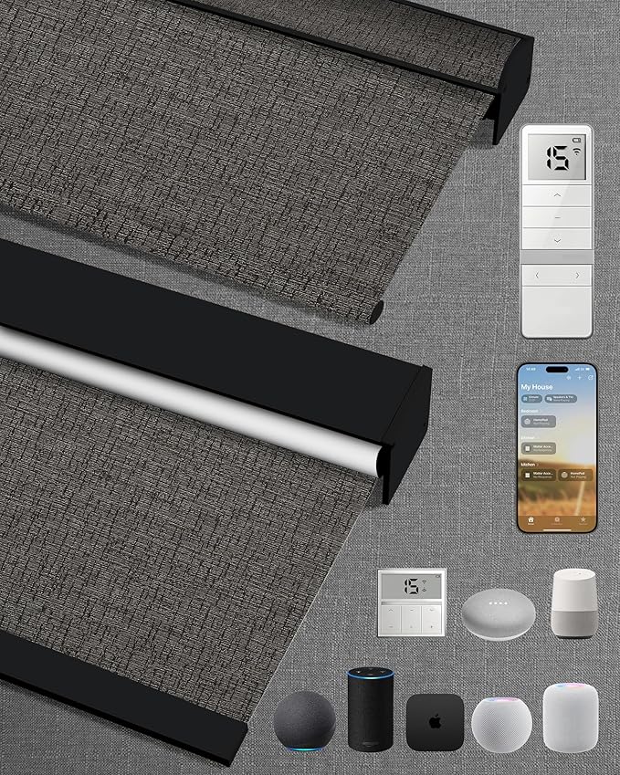 Kincmo Motorized Blinds with Remote, 100% Blackout Motorized Roller Shades Work by KincmoBlinds