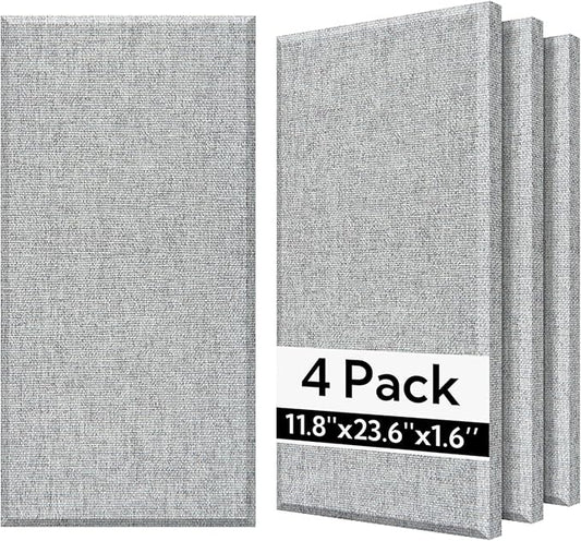 Olanglab Fiberglass Acoustic Wall Panels 4 Pack, 11.8'' x 23.6'' Sound Panels by Olanglab