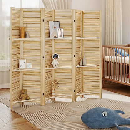 HOMCOM Room Divider, 6 Panel 67" Tall Wood Privacy Screen - Image 9