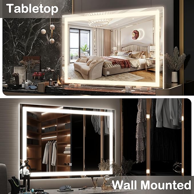 FENNIO Makeup Mirror with Lights 32"x22" ，LED Makeup Mirror ，Large Vanity - Image 5