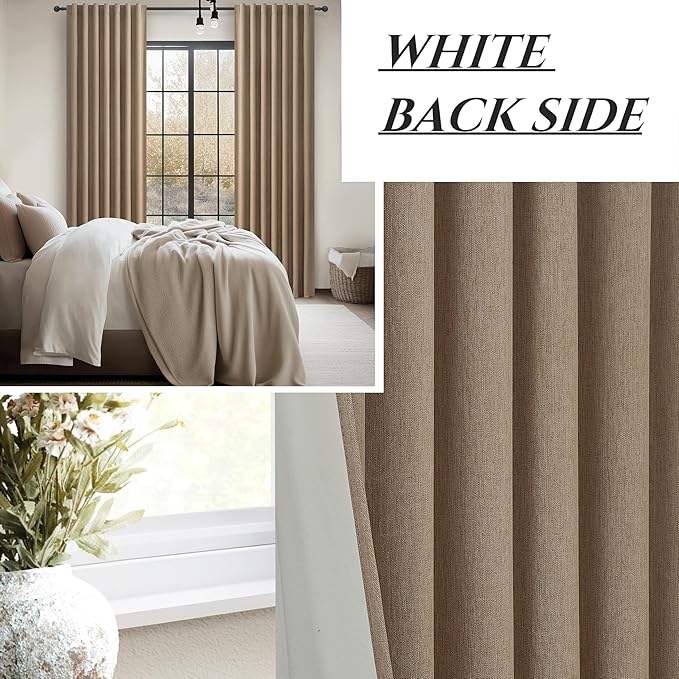 RustBrown Black Out 96 Inch Long Boho Curtains 2 Panel Set, Farmhouse Curtains - Image 7
